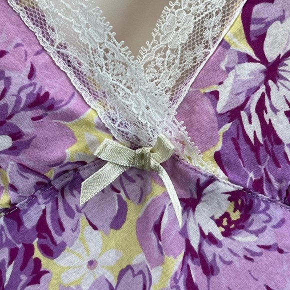 Betsey Johnson Intimates Babydoll Top Cami Slip Nightie Medium Flower Floral Lac - Picture 8 of 11